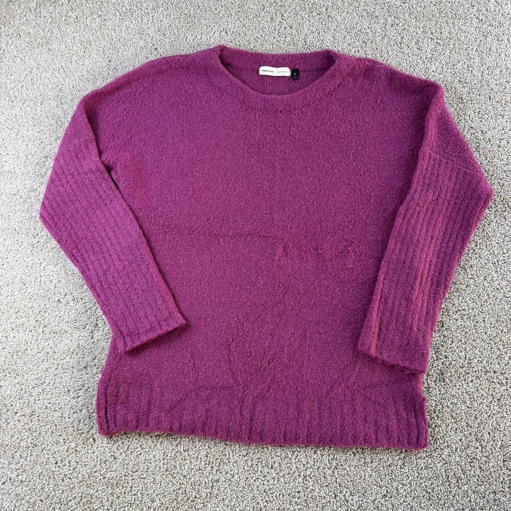 Sleeping On Snow Anthropologie Sweater Womens Medium Purple Fuzzy Knit Pullover
